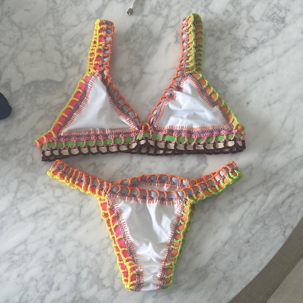 PQ Swim Multicolor Crochet Bikini Set.   Never worn